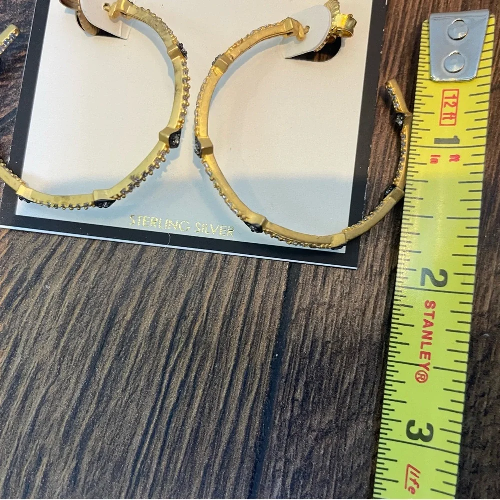 Freida Rothman Best Selling Pave Arrow Hoop Earrings, NWOT - Picture 5 of 9